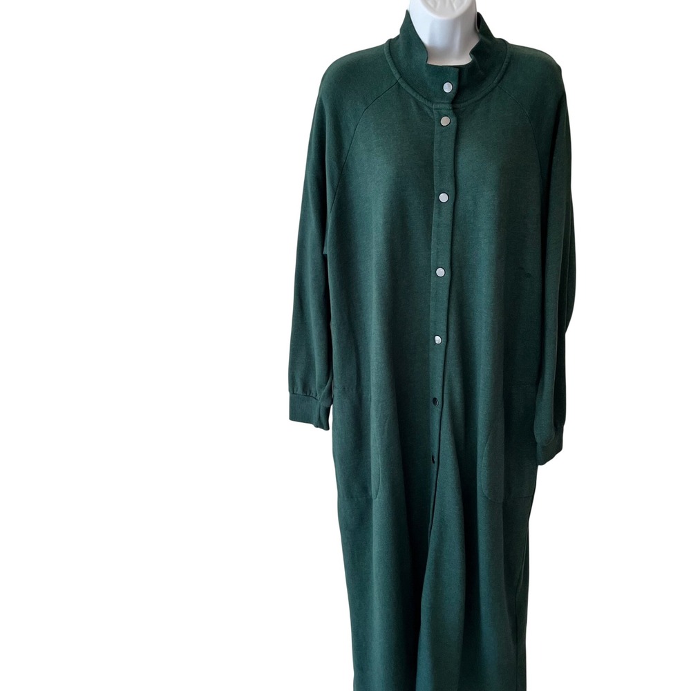 Coldwater Creek Fleece Lined Snap Front Robe Mock Neck Womens Large Warm
